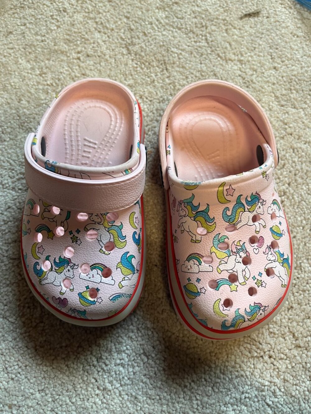 Pink Unicorn Rainbow Clogs Girls Size 25 Cute Casual Shoes 💗